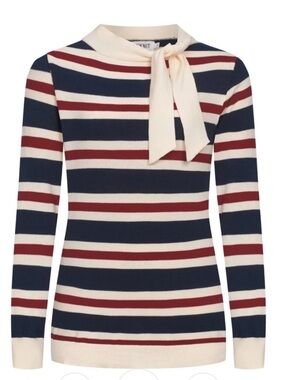 WOMEN'S CLASSIC STRIPED ARTISTIC DESIGN JACQUARD KNITWEAR- size large- brand new